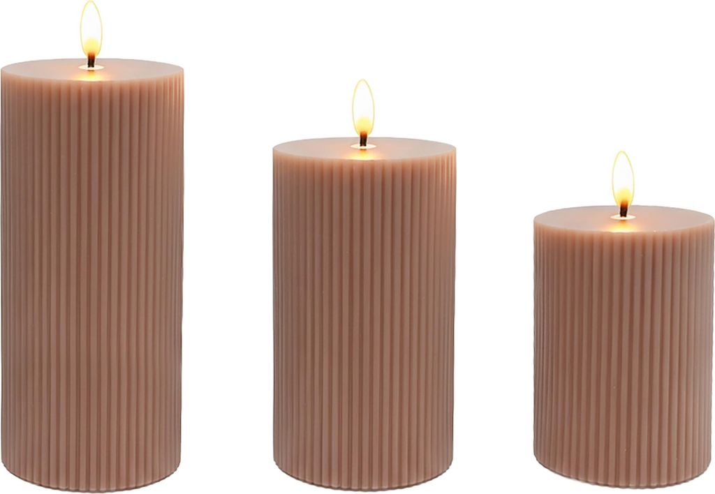 Bougies LED Relaxdays, lot de 3, 3 tailles, flamme Image du produit 