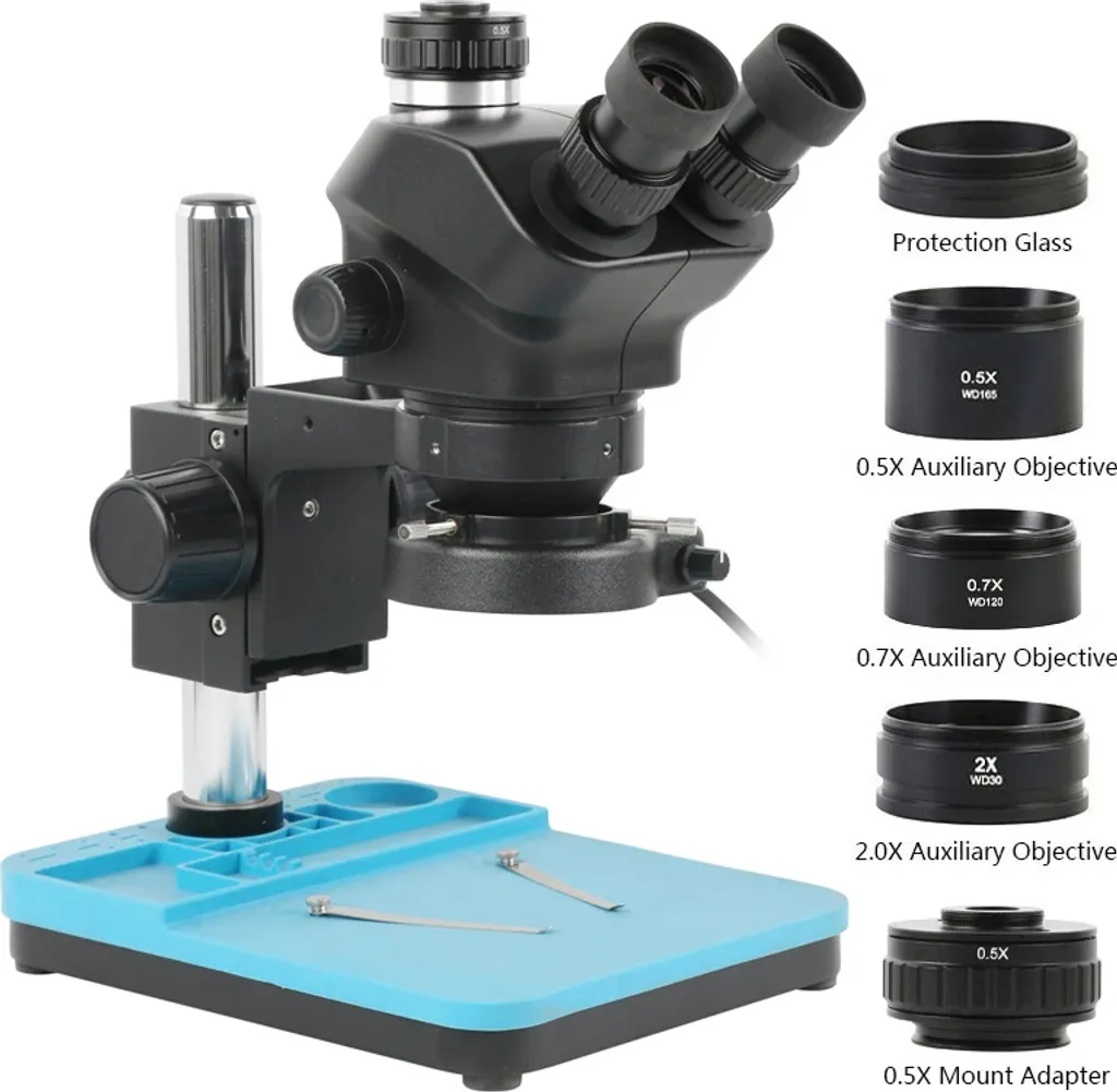 Microscope trinoculaire 48 MP haute résolution à grossissement 3,5-100X