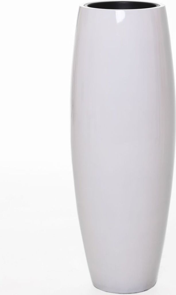VIVANNO Bodenvase Fiberglas MAGNUM Rund, Hochglanzweiß hochglanz - 30x80 cm