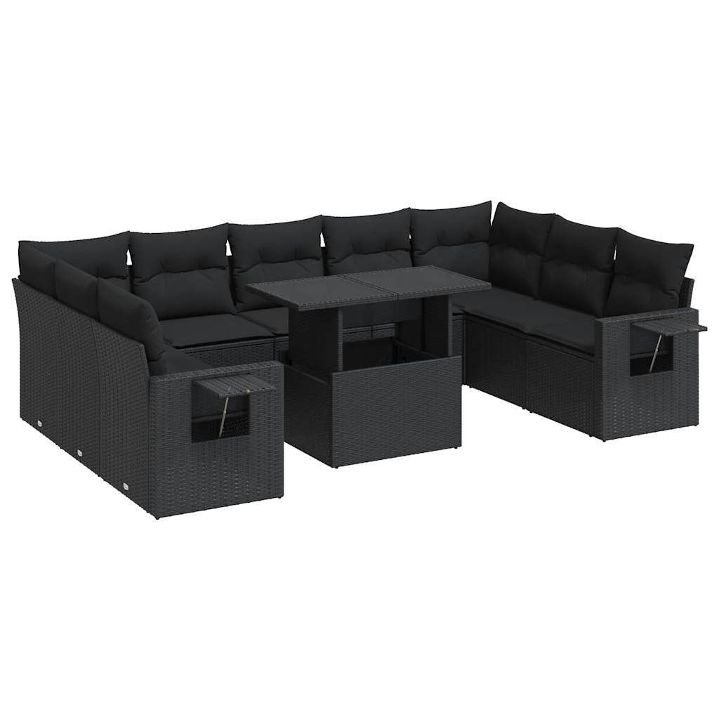"WINTER SALE" 10-tlg. Garten-Lounge-Set - elegantes Design - Sitzgruppe/Gartengarnitur - mit Kissen Schwarz Poly Rattan - Terassenmöbel NeuMöbel3...
