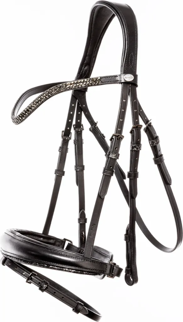 Kavalkade Bridon Victoria Combiné Suédois - Cuir Noir avec Cristaux