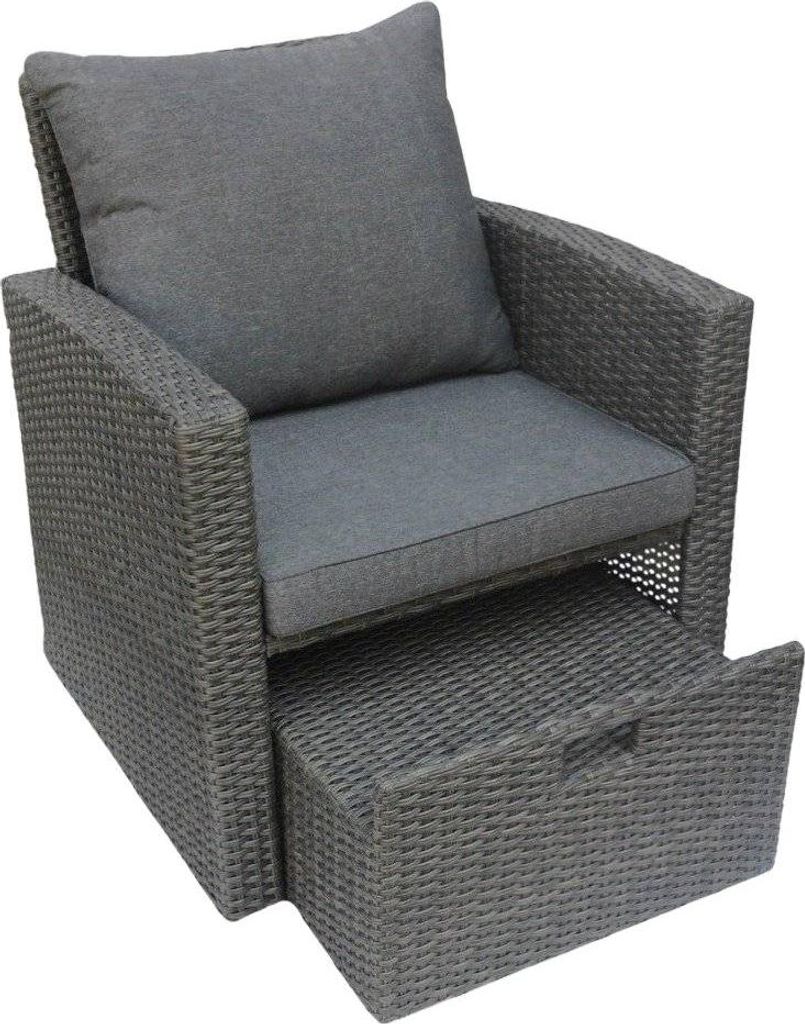 HOMLA Fotel LINDE ogrodowy z ottomanem szary 73x70x81 cm Zdjęcie produktu 