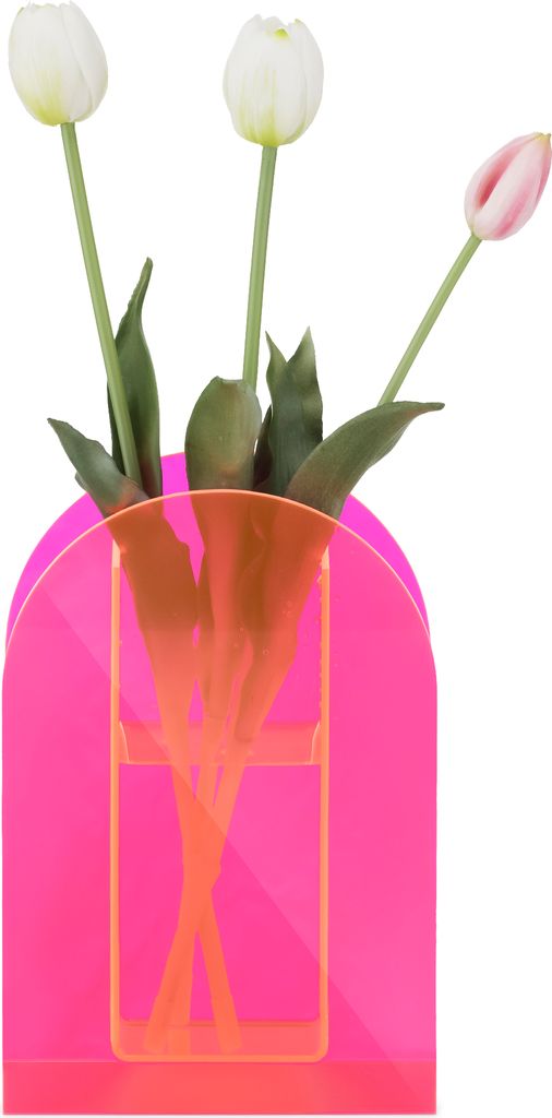 Navaris Acryl Vase pink - transparente Blumenvase aus Acrylglas - Deko für Wohnzimmer Schlafzimmer Büro - für Blumen und Trockenblumen