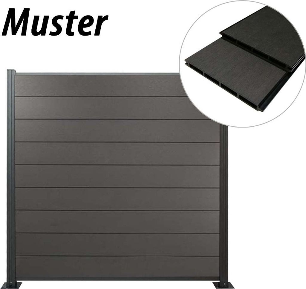 Muster WPC Zaun / Sichtschutz / Steckzaun, 20 x 200 mm, anthrazit