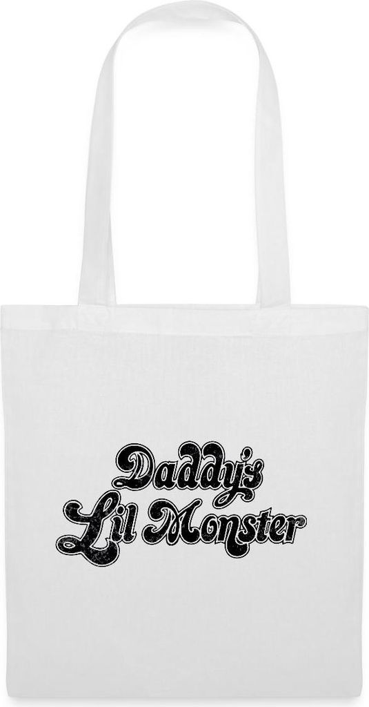 Spreadshirt Harley Quinn Daddy's Lil Monster Stoffbeutel, One size, Weiß