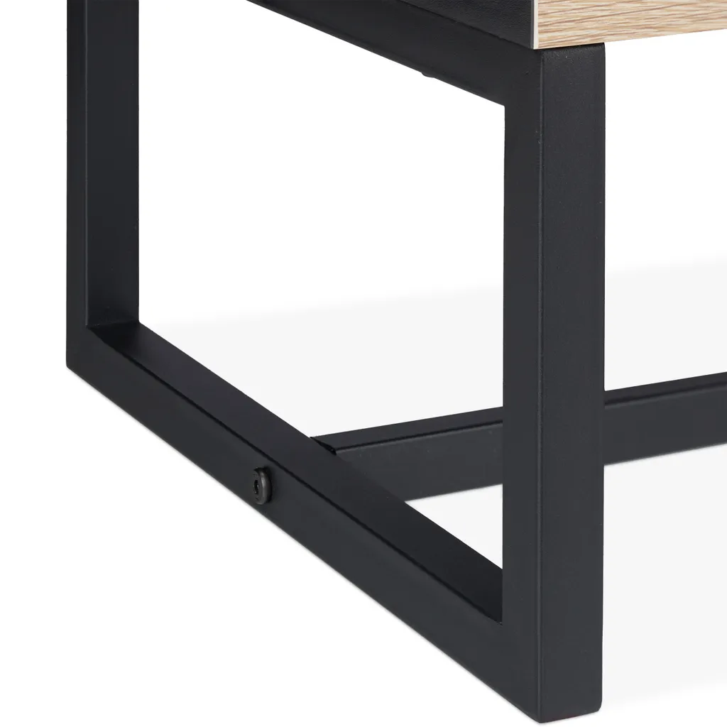 Table de nuit noire avec compartiment ouvert et structure robuste en bois - 9