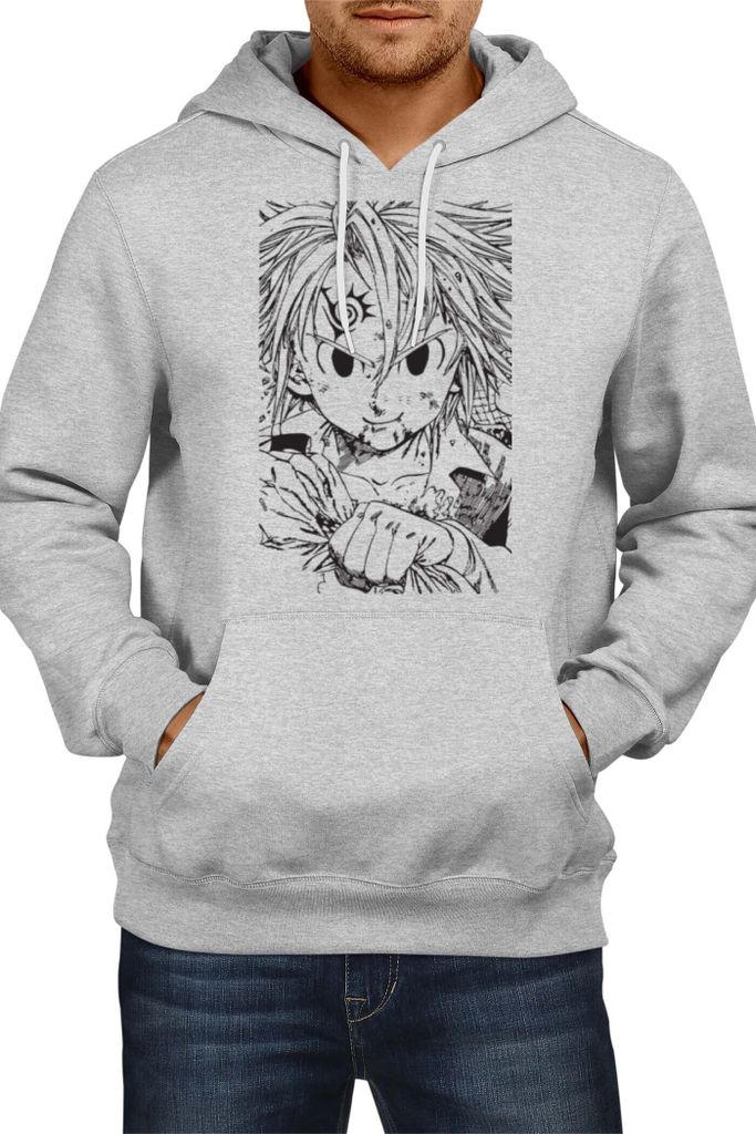Herren Kapuzenpullover Japan Anime Manga Comics The Seven Anime Deadly Manga Sins Meliodas 02, Man L / Grau