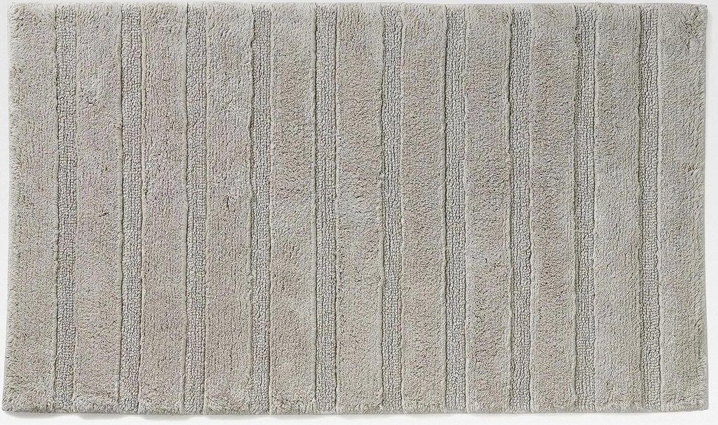Badematte rutschfest 60 x 100 x 1,6 cm MEGAN, Badezimmerteppich grau, waschbar, recycelte Baumwolle, Badvorleger in Hoch-/Tief-Design, silbergrau