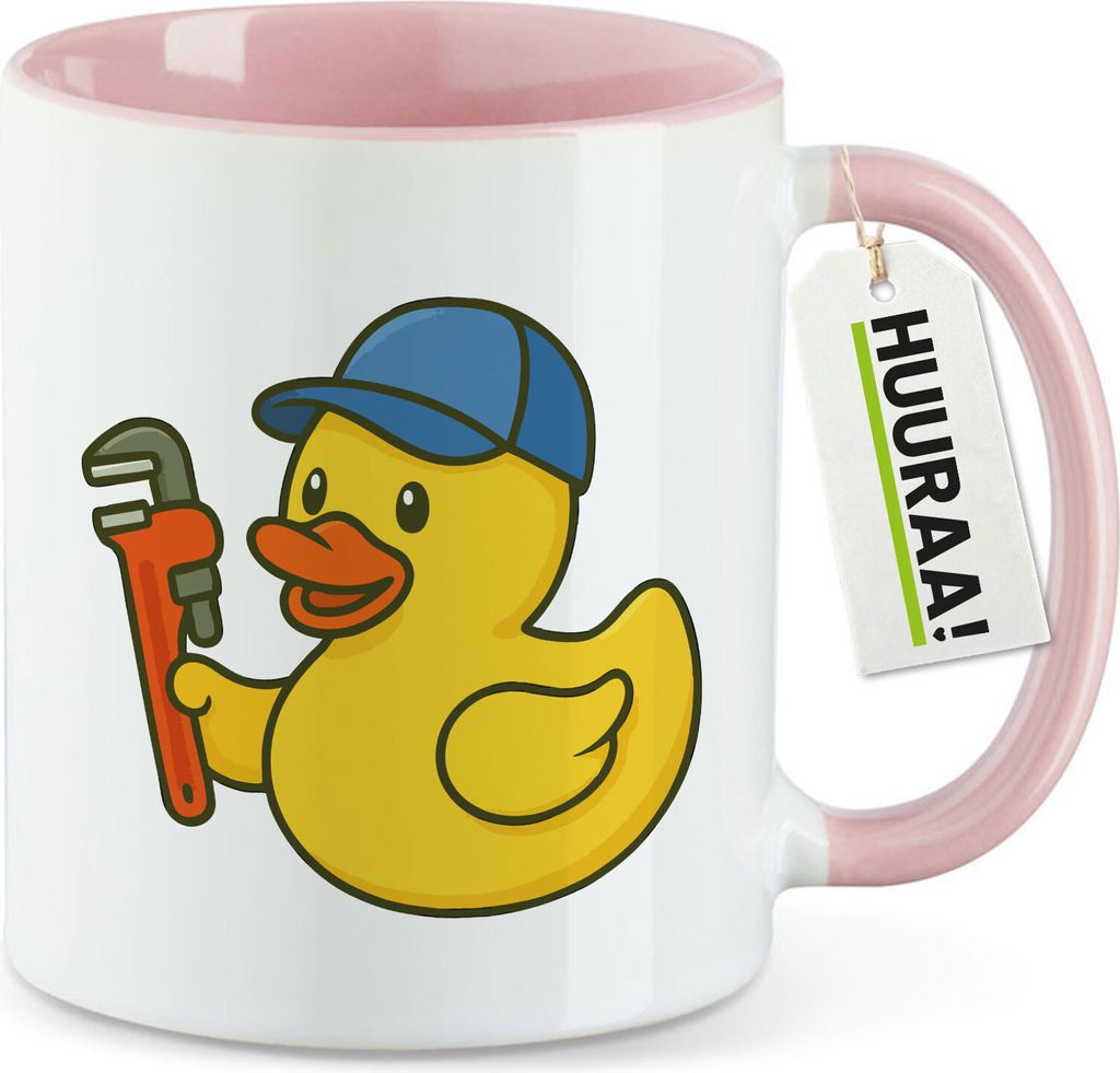 Huuraa Kaffeetasse Quietscheente Installation Comic Gummiente 330ml Rosa Keramik Kaffeebecher Geschenkidee