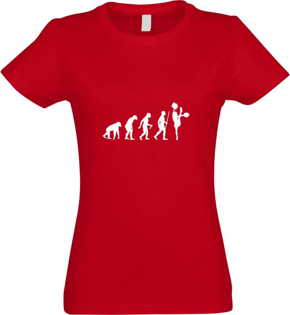 Kiwistar - T-Shirt tailliert - Damen - rot - Cheerleader Evolution - mit Motiv Bedruckt - Funshirt Design - Sport - Freizeit - Damen - L