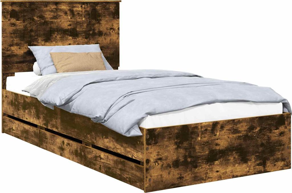 vidaXL Bettrahmen Geräucherte Eiche 100 x 200 cm Ingenieurs Holz