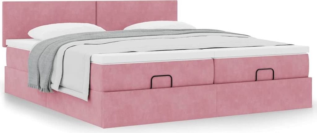 Maison Exclusive - Ottoman-Bett mit Matratzen Rosa 180x200 cm Samt