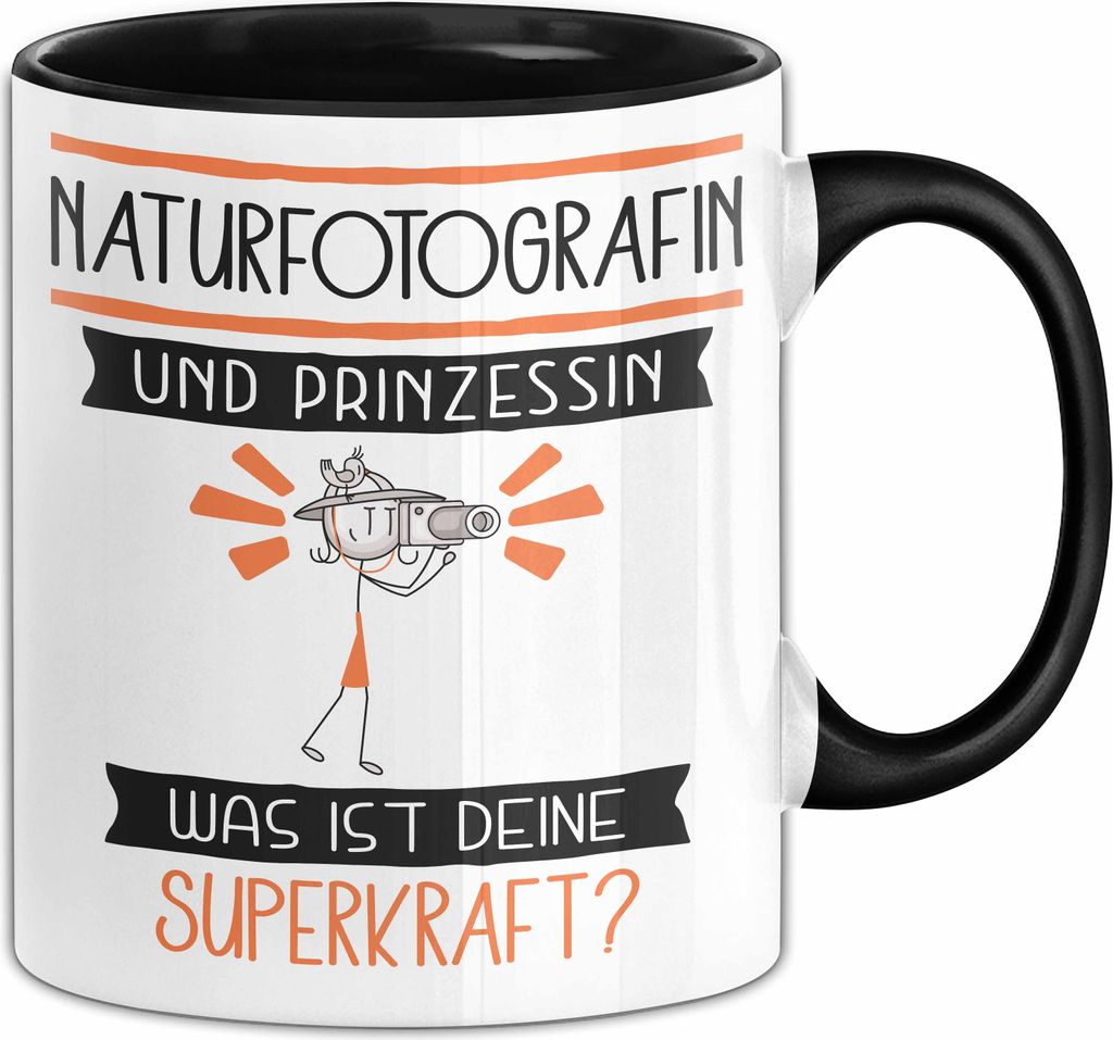 Naturfotografin Und Prinzessin Tasse Geschenk Für Eine Naturfotografin Geburtstag Was Ist Deine Superkraft (Schwarz)
