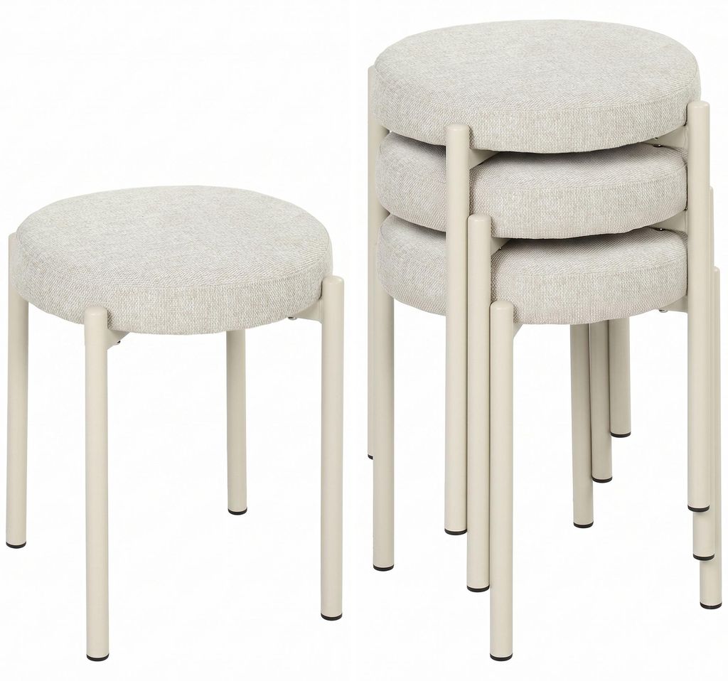HOMCOM Esszimmerhocker 4er Set Stapelhocker mit Stahlbeinen Produktbild 