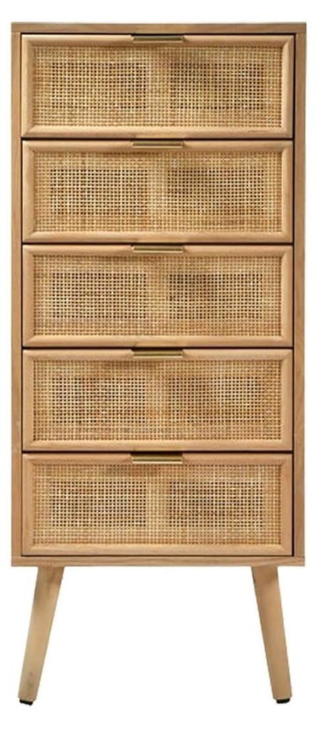 CALICOSY - Chiffonnier 5 tiroirs façades en rotin naturel - Image du produit 