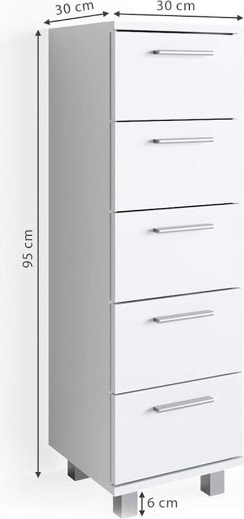 Vicco Badschrank Ilias, 30 x 95 cm, Weiß Produktbild 3