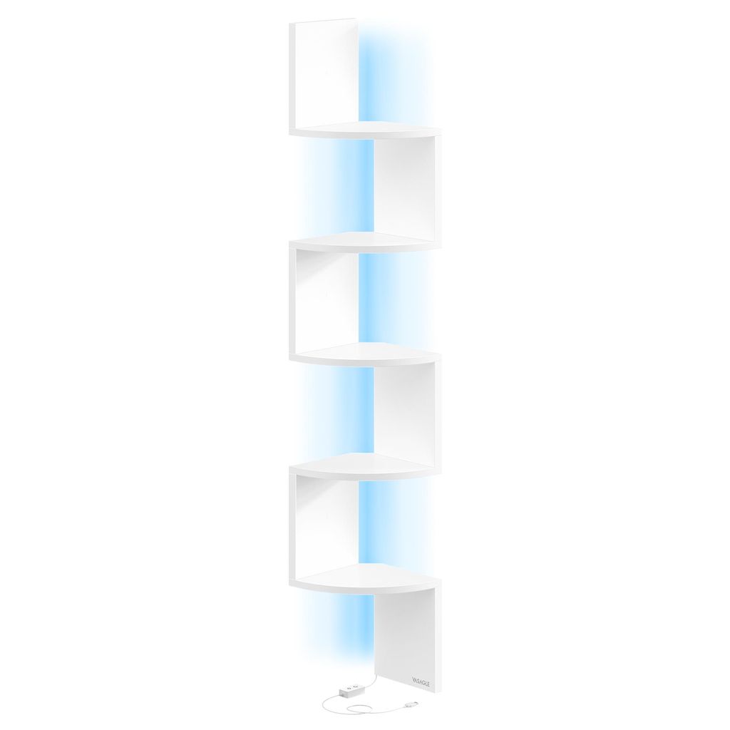 VASAGLE Eckregal mit LED-Beleuchtung, Wandregal 5 Ebenen, Produktbild 