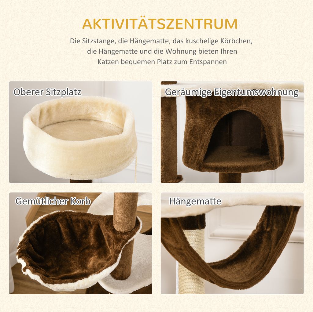 PawHut Kratzbaum mit Katzenhöhle Hängematte XXL Katzenbaum Produktbild 6