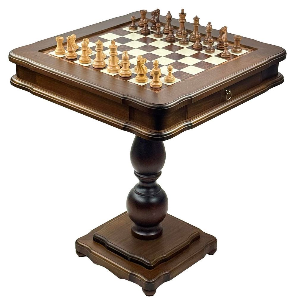 Luxus 2-in-1 Schach-Set: Italfama Schachtisch, Italienische CLASSICO Figuren 8,5 cm & Damesteine