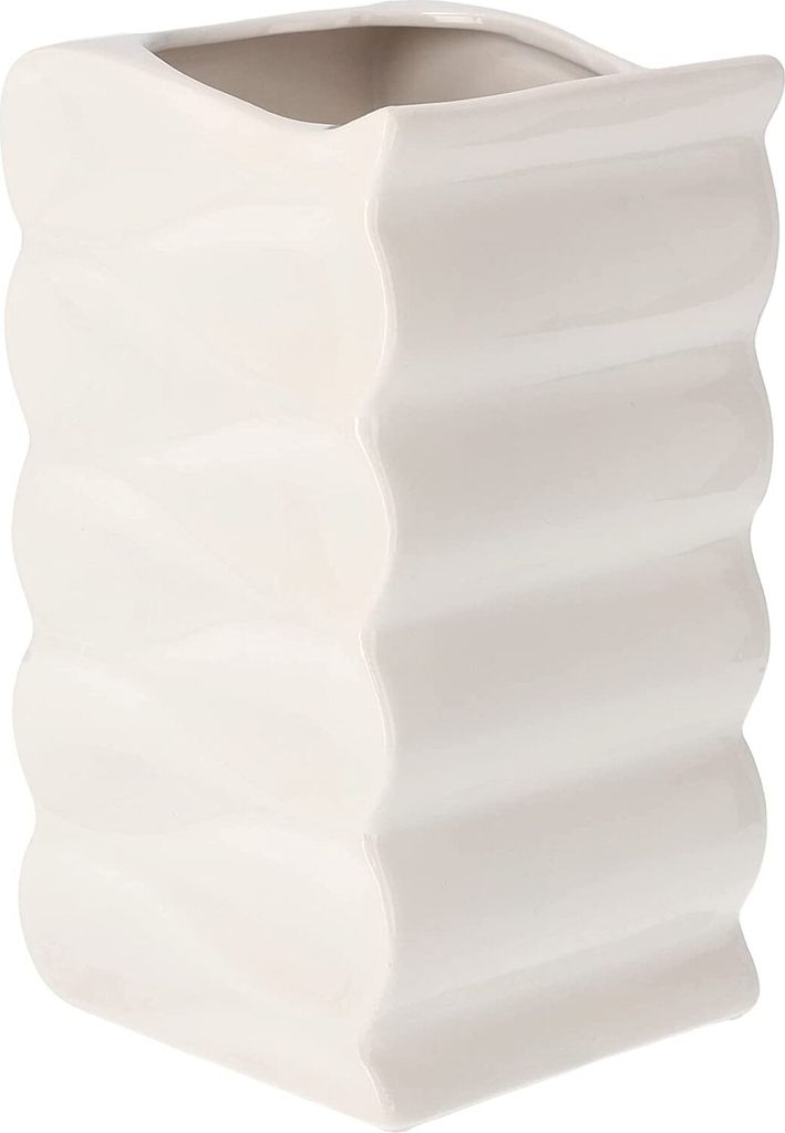 KOTARBAU Blumentopf Blumenvase aus Keramik Meereswellen Glasiert 26 cm Weiß