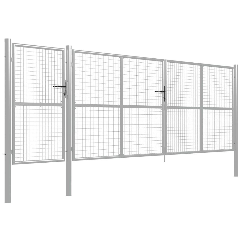 vidaXL Gartentor aus Stahl 500 x 150 cm Silber Produktbild 