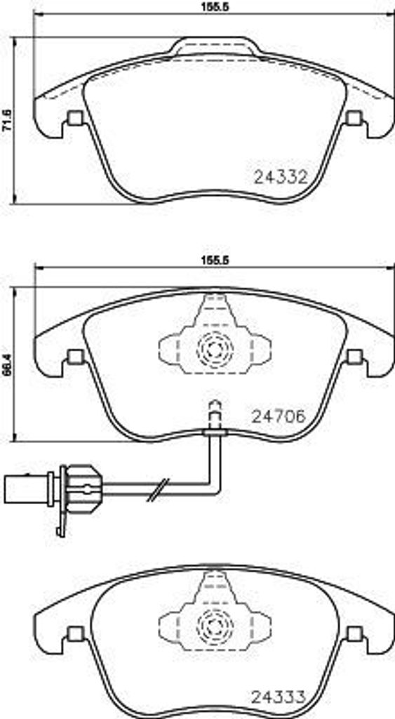 HELLA 8DB 355 013-861 - OE 8K0698151A Bremsbeläge für A4 (8K), A5 (8T), A5 (8F)