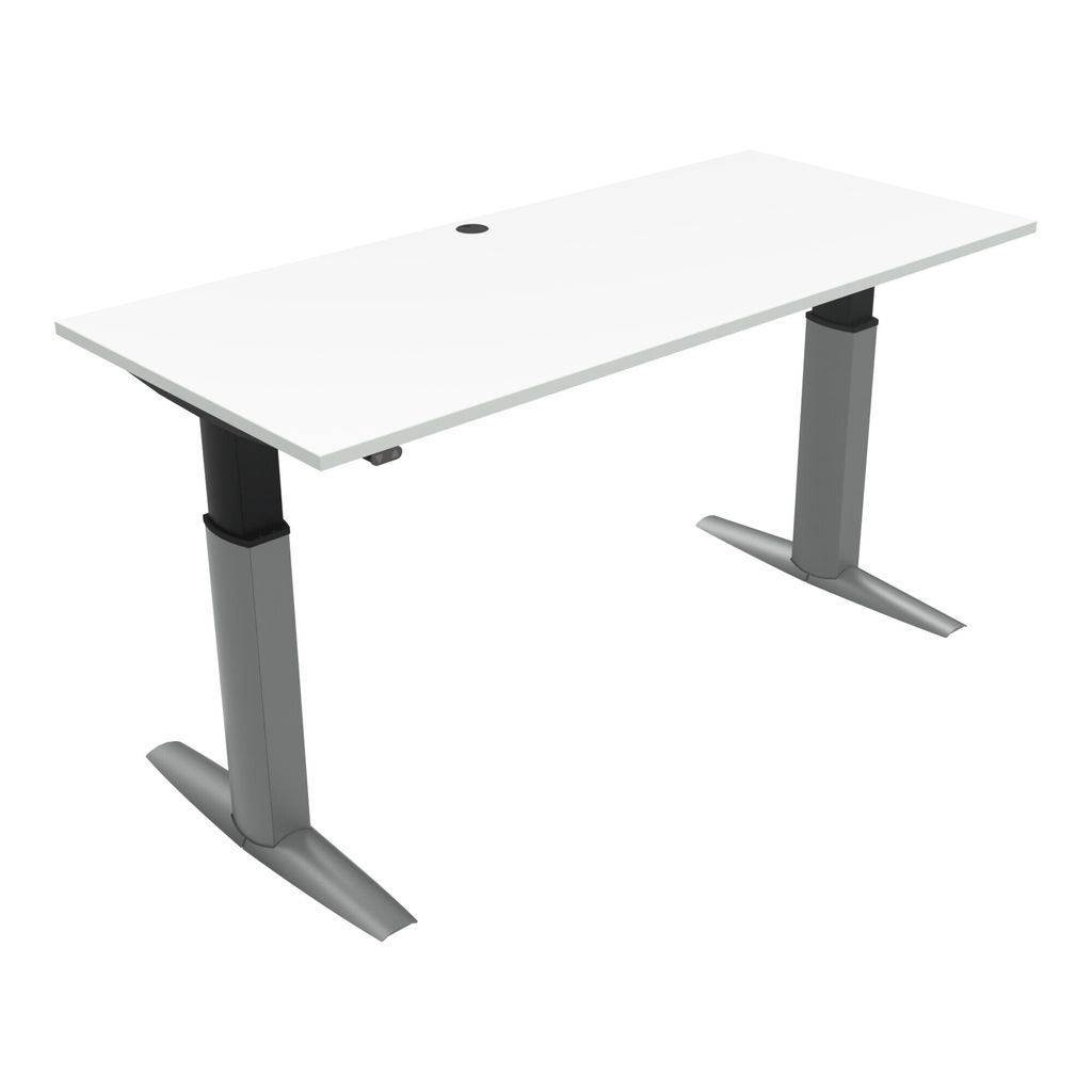 STIER Elektrisch höhenverstellbarer Schreibtisch 501-23, 180x80cm, Weiß, 68-120cm 175kg Nutzlast, hochwertig