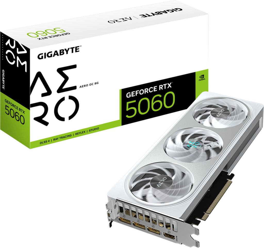 GIGABYTE GeForce RTX 5060 AERO OC 8G, Grafikkarte, (DLSS 4, 3x