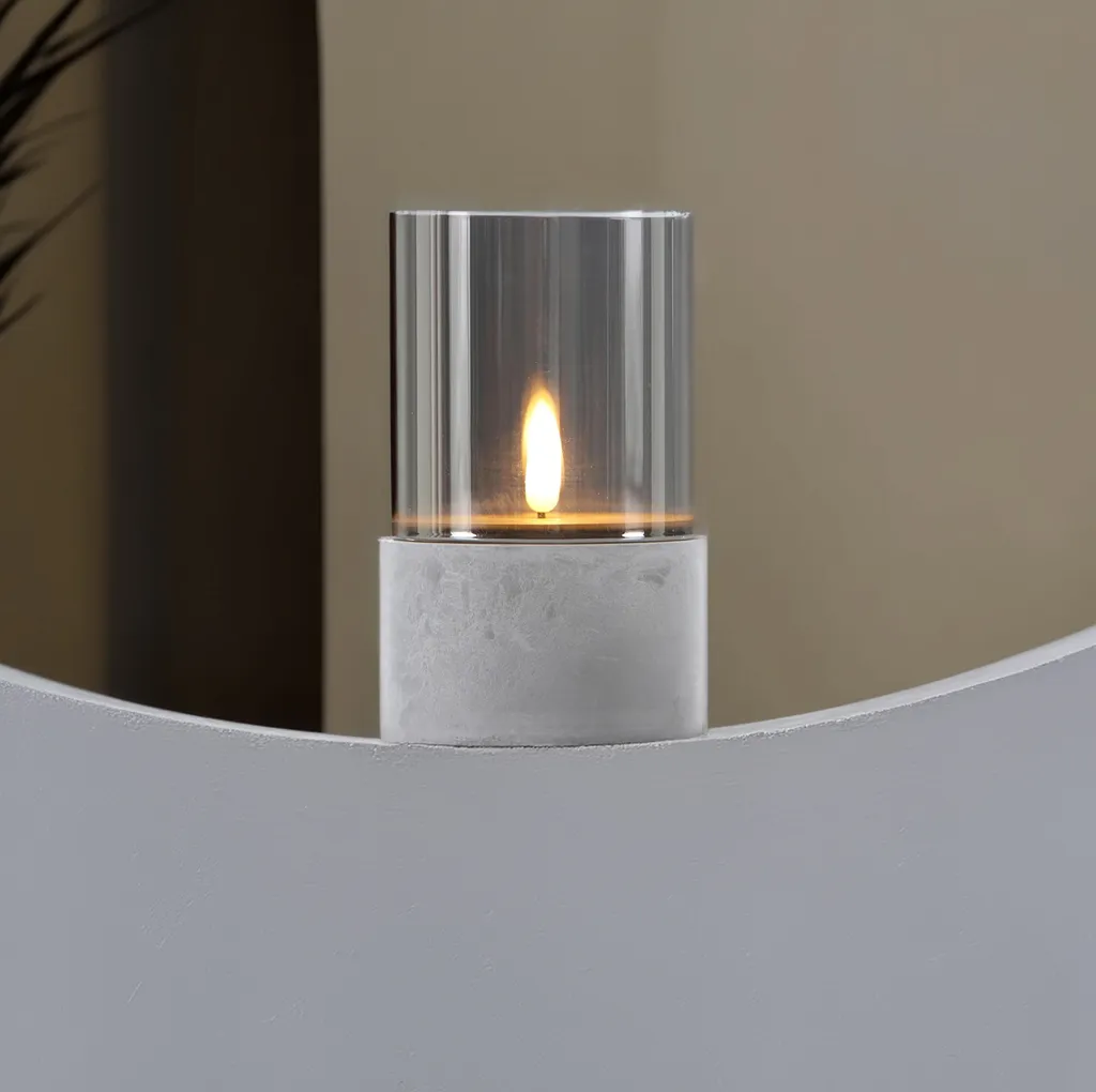 Bougie LED Ciment avec Minuterie : Déco Extérieure Sans Risque de Feu
