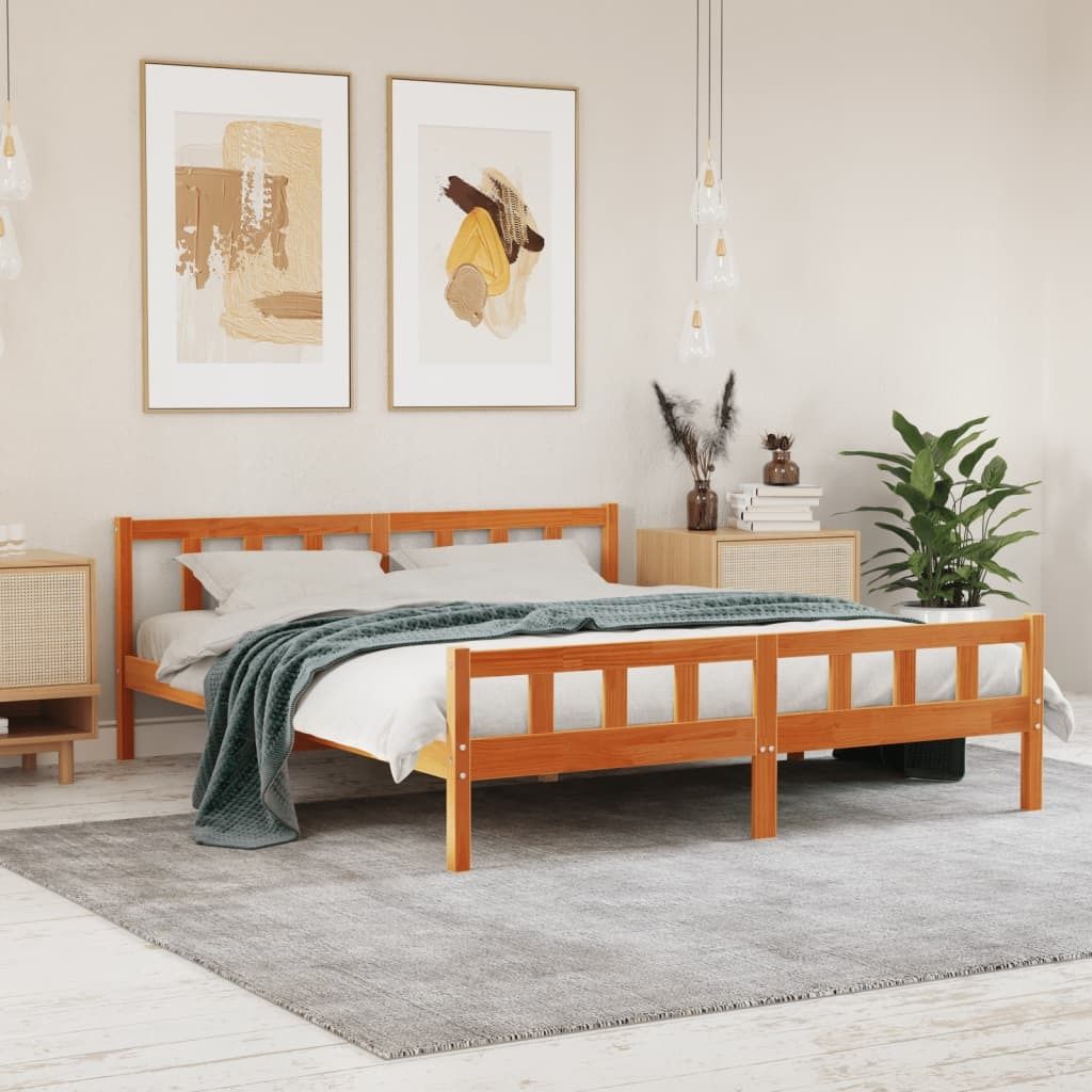 "Winterschlussverkauf "Massivholzbett - CLORIS - Doppelbett - Robust und langlebig - ohne Matratze Wachsbraun 160x200 Kiefernholz - NeuMöbel5600923