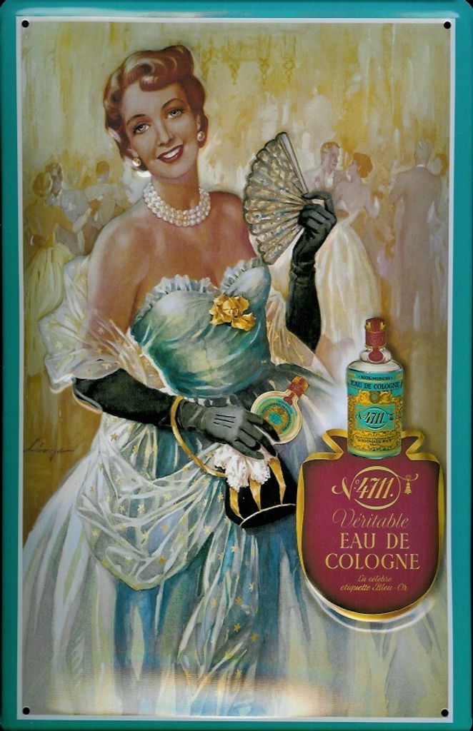 Blechschild 4711 Ball Dame Eau de Cologne Parfum Kosmetik kölnisch Wasser Schild Werbeschild Nostalg