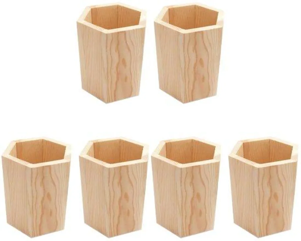 Pot à crayons en bois naturel lot de 6 pour organiser votre espace