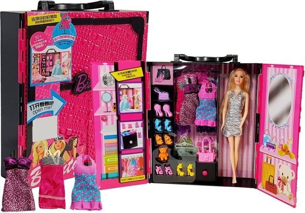 Mode Garderobe Für Puppen Koffer Rosa