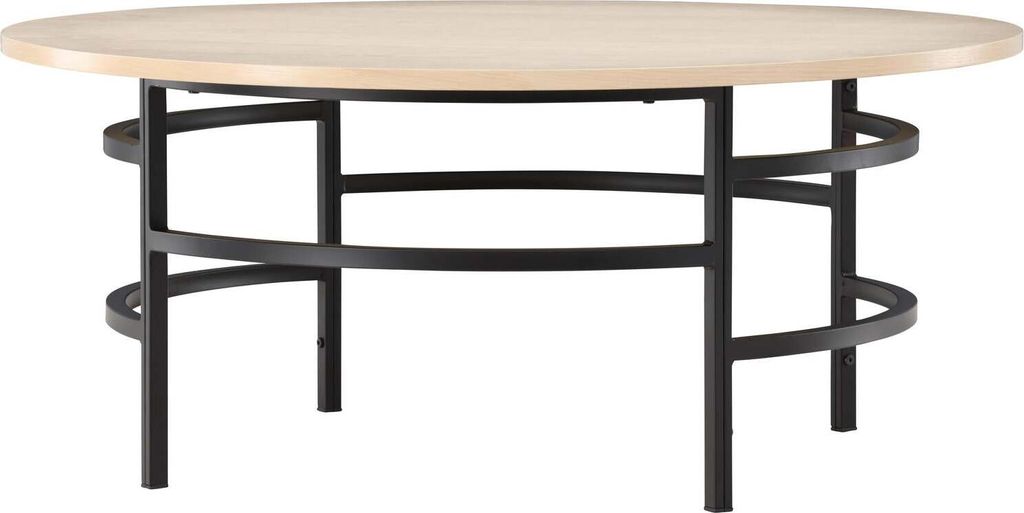 FURNLUX Couchtisch Kopenhagen Eiche Und Schwarz 100cm / Hauptfarbe: Beige / Abmessungen: 100 x 100 x 43 cm