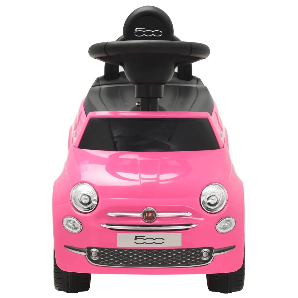 Porteur bébé Fiat 500 Rose voiture enfant avec dossier et klaxon 60cm