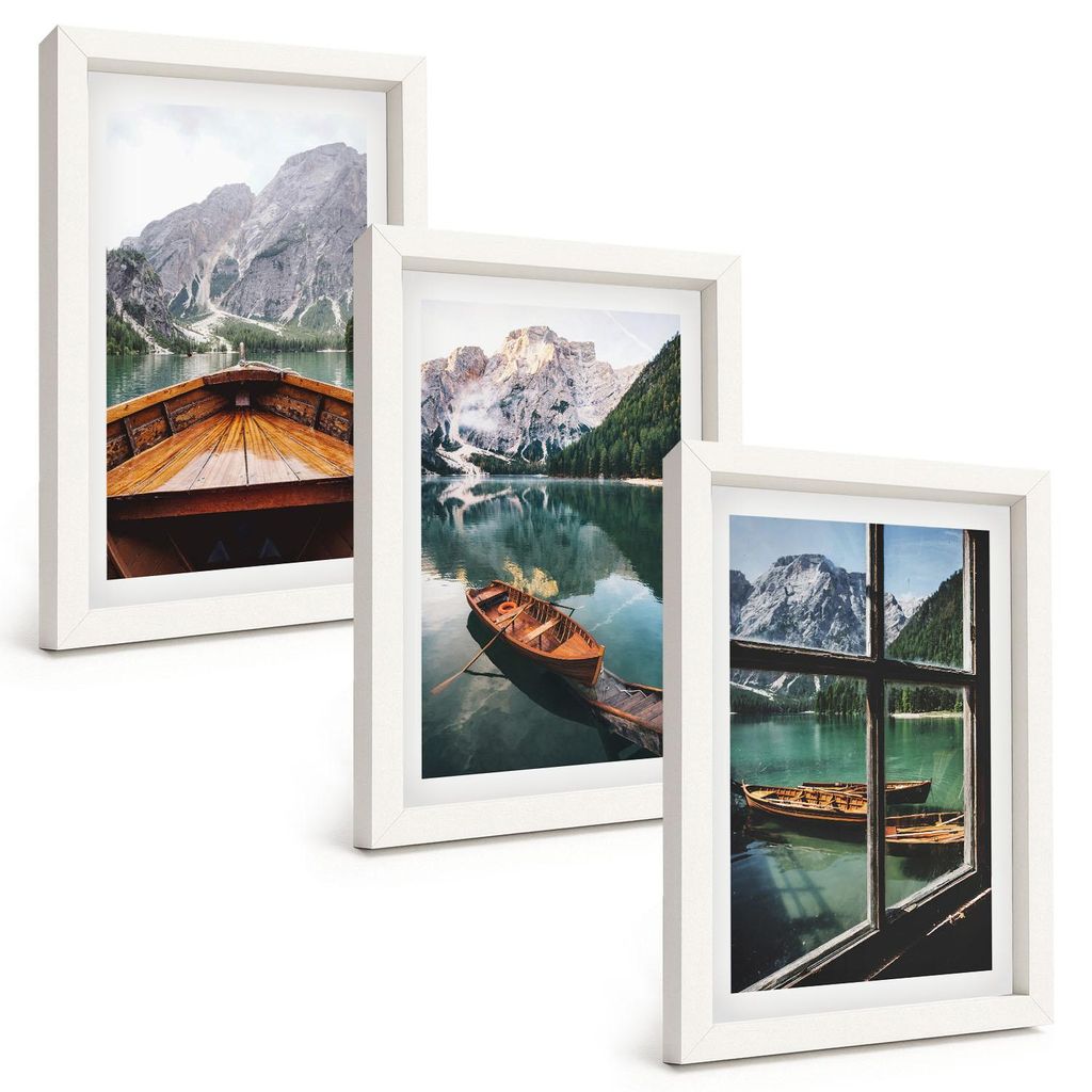 Bilder Set 3-teilig im weißen Rahmen – Wandbilder 3 Stück – gerahmte Poster für Wohnzimmer, Schlafzimmer und Flur – 20x30 cm – Fenster f...