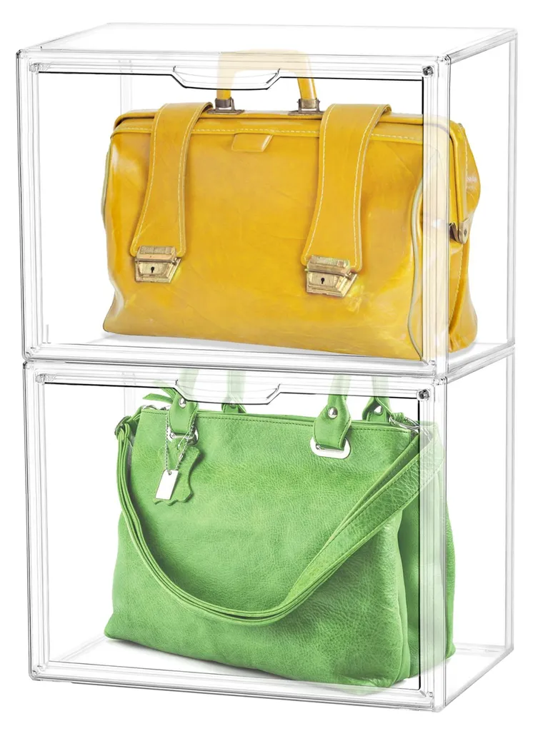 Boîte de rangement empilable en acrylique pour sacs et jouets de collection