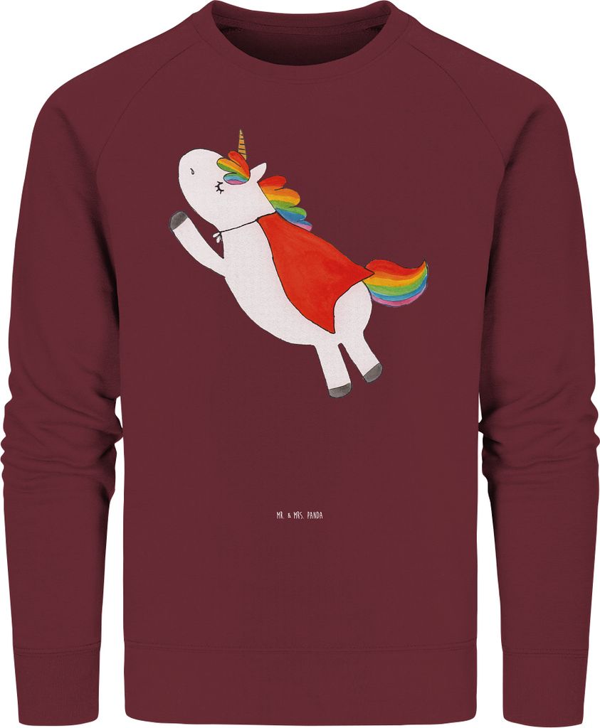 Mr. & Mrs. Panda Bio Baumwoll Pullover Einhorn Geburtstag Größe L - Burgundy - Geschenk, Sweatshirt, Held, Superheld, Unicorn, Pulli, Freundin, S...