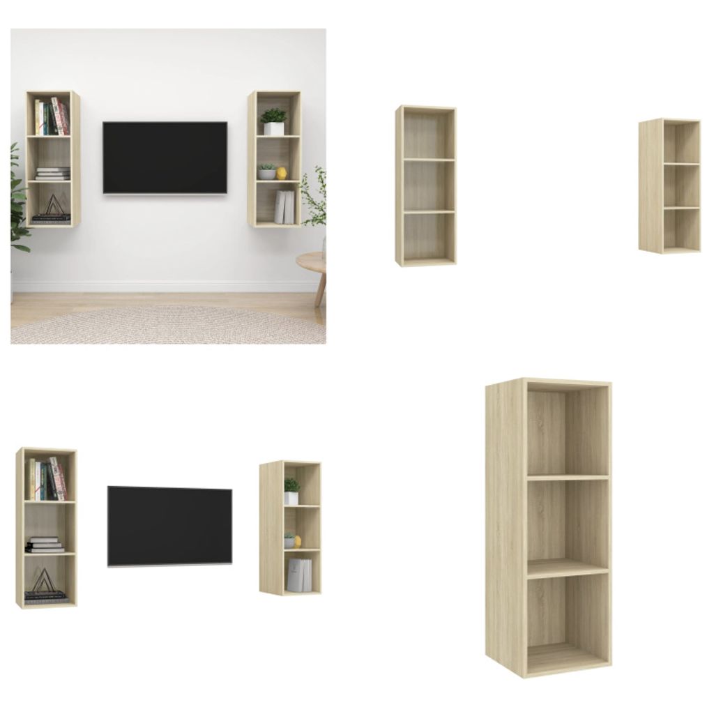 vidaXL TV Wandschränke 2 Stk. Sonoma Eiche Holzwerkstoff - TV-Schrank - TV-Schränke - Hängender TV-Schrank - Hängende TV-Schränke