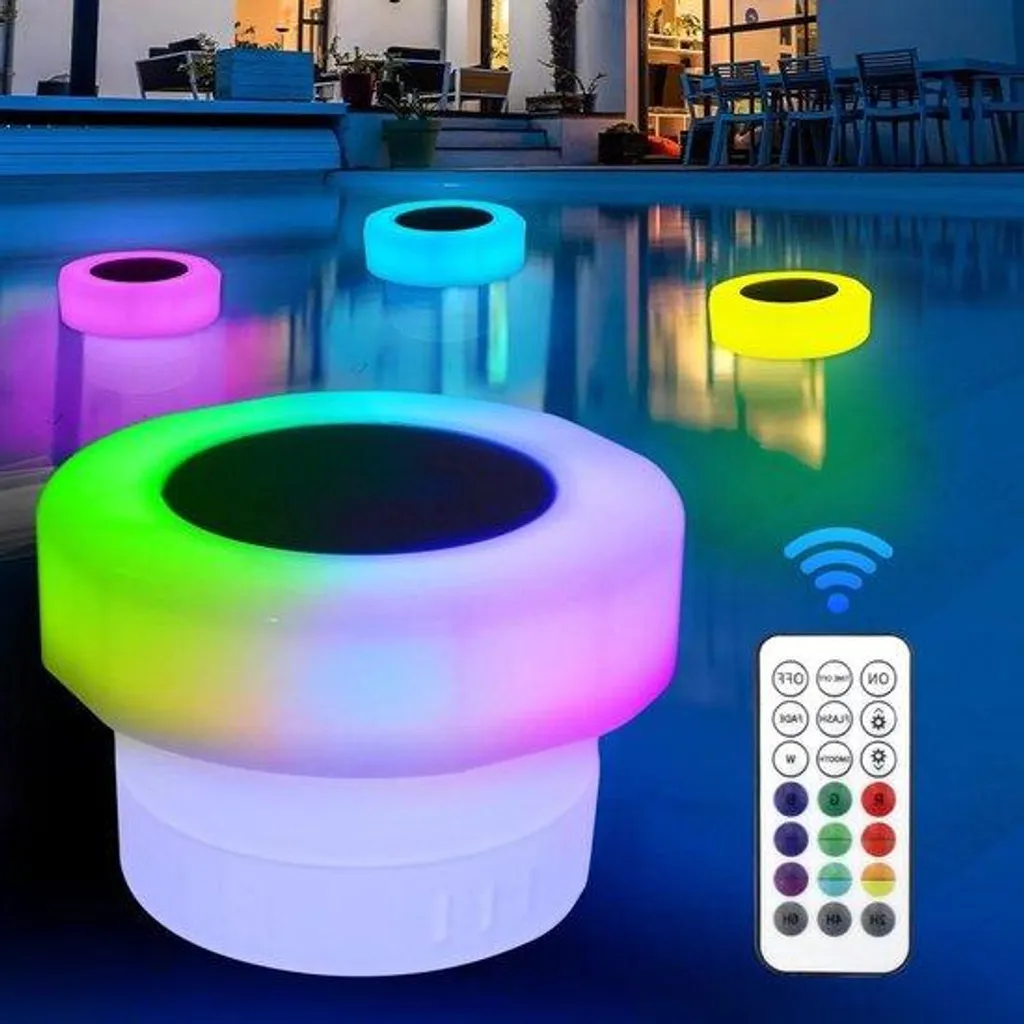 Spot flottant solaire pour piscine avec LED multicolore étanche IP68