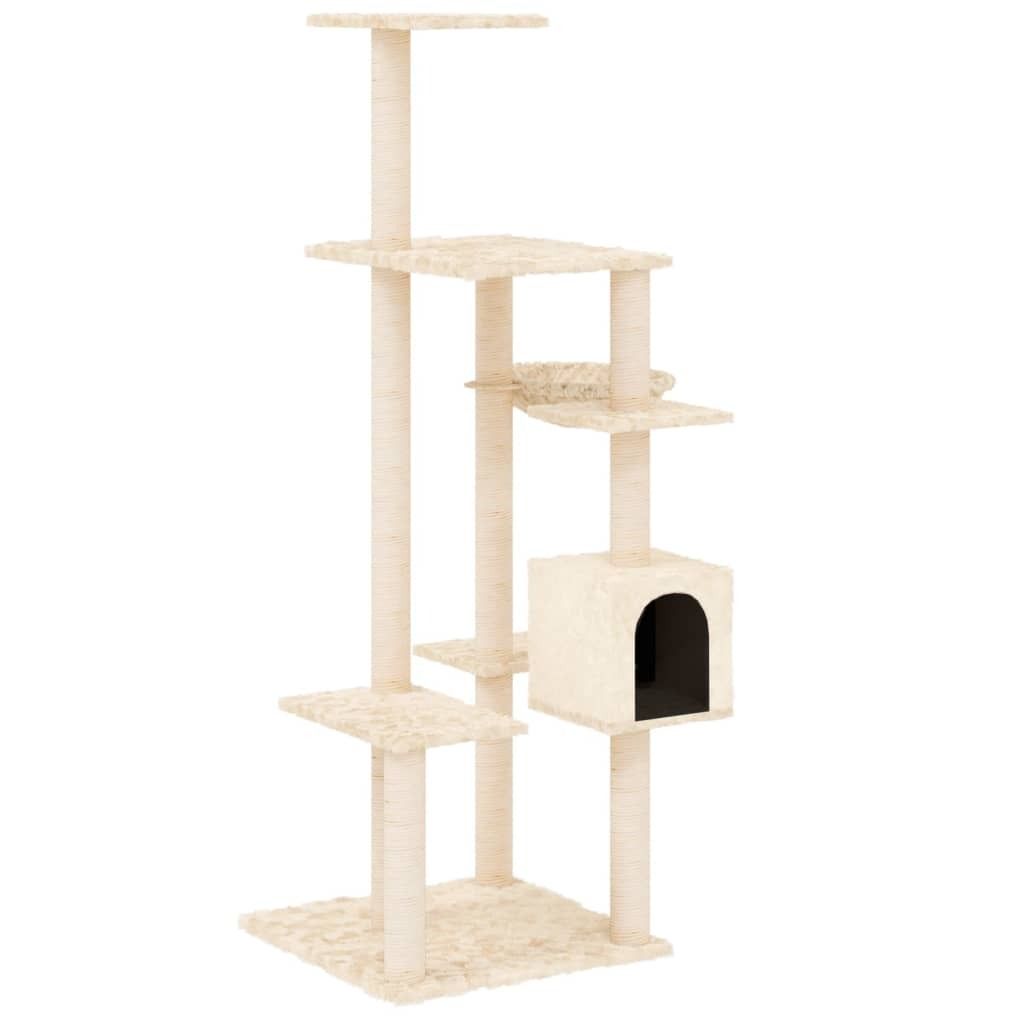 vidaXL Kratzbaum mit Sisal-Kratzsäulen Creme 142 cm Produktbild 