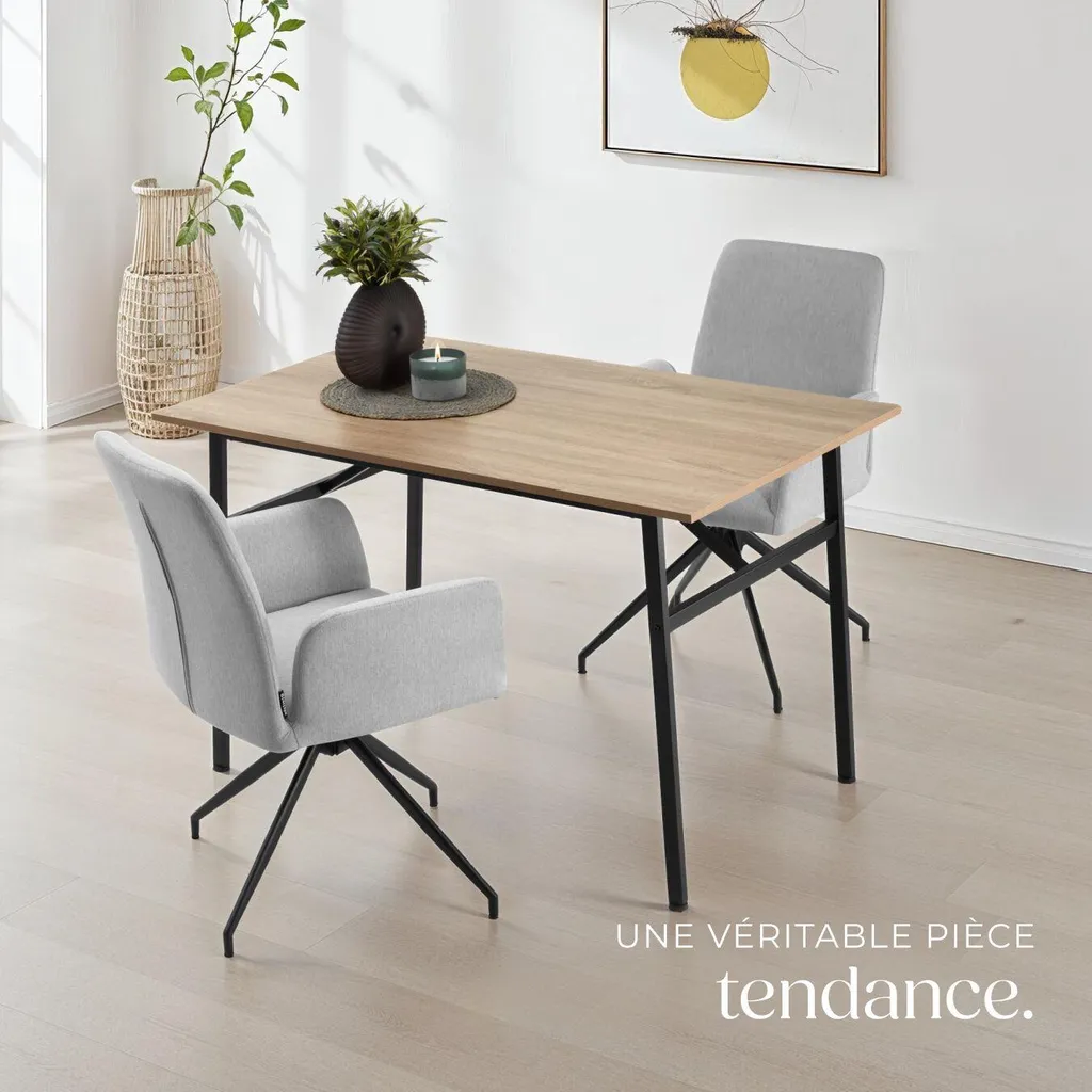 Table de cuisine rectangulaire style loft Swansea bois clair et noir - 7