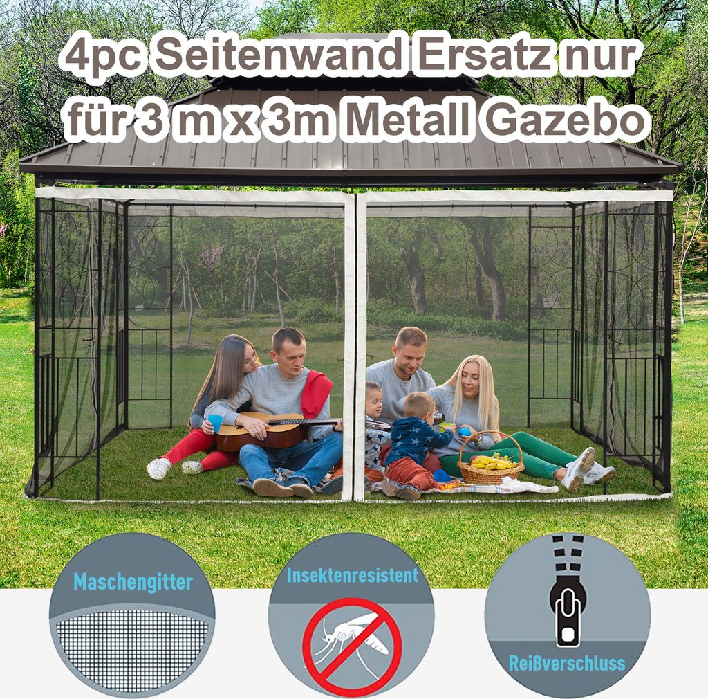 Outsunny moskytiéra na 3x3 altánok 4 bočné panely sieťka Obrázok produktu 4