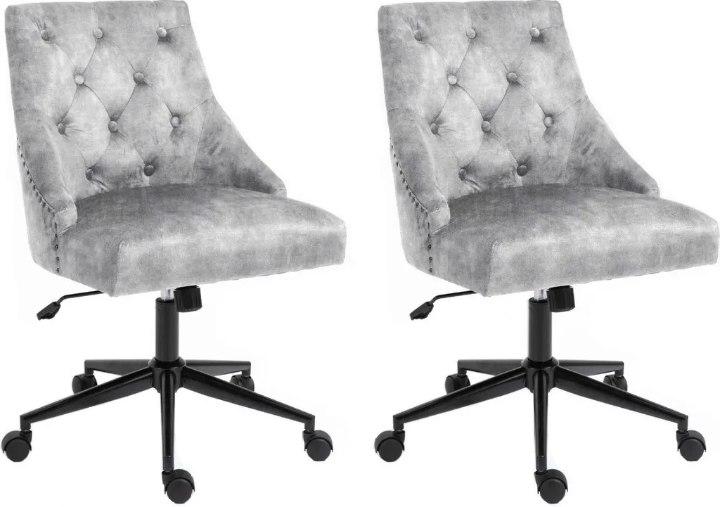 Fauteuils de bureau gris clair réglables - Lot de 2 PINTA CasaDolce PU