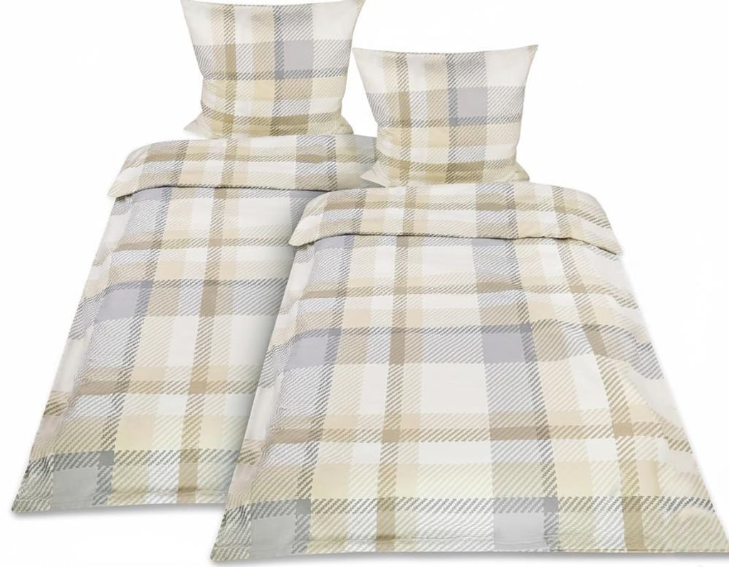 Beautissu 4tlg. Biber Bettwäsche 135x200 cm & Kissenbezug 80x80 cm, Beige