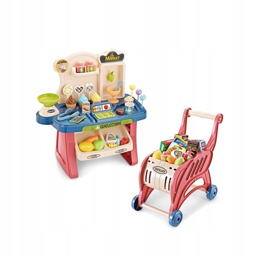 WOOPIE supermarket sklep wózek na zakupy lody słodycze + 40 Zdjęcie produktu 