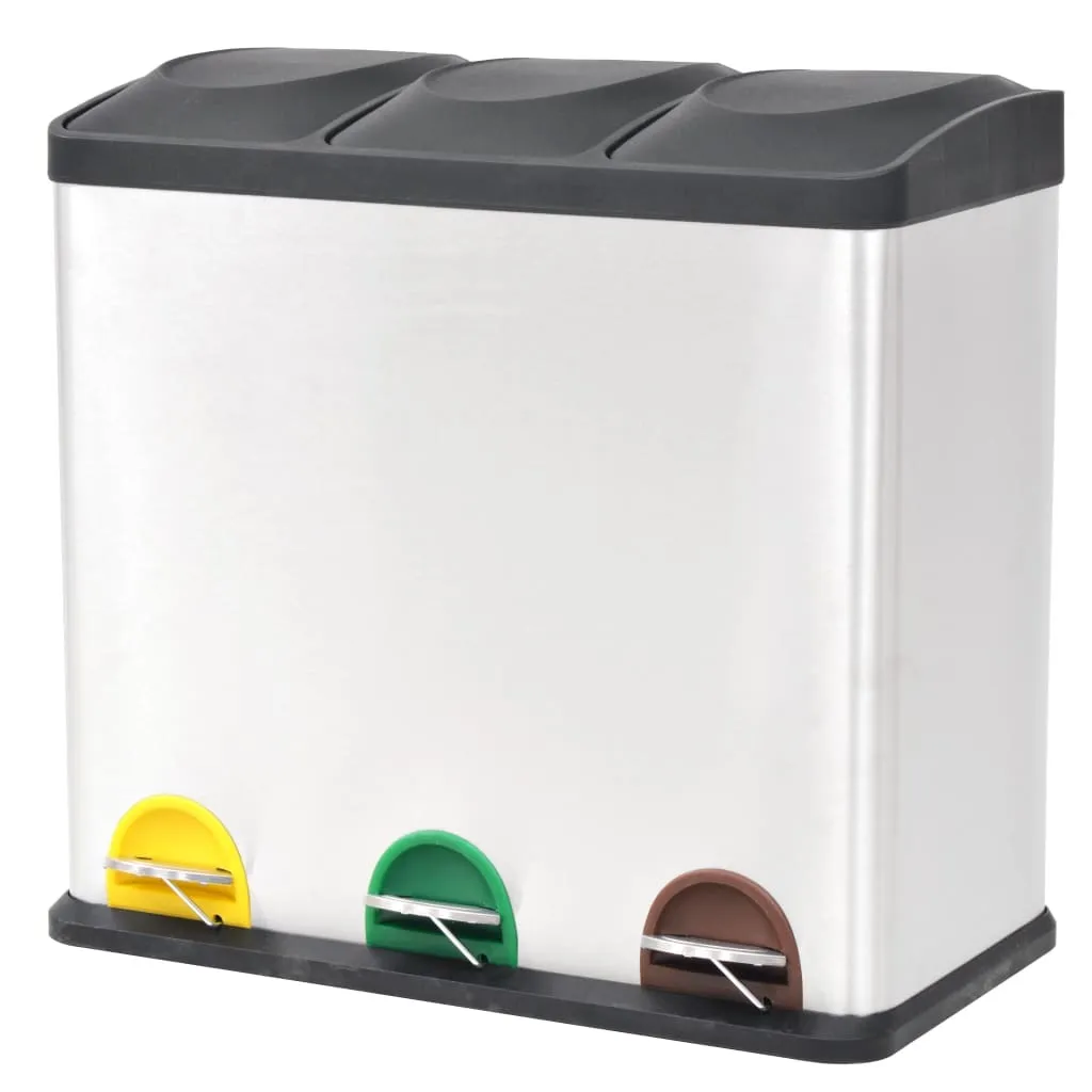 Poubelle tri sélectif 54 L à trois bacs pour cuisine familiale