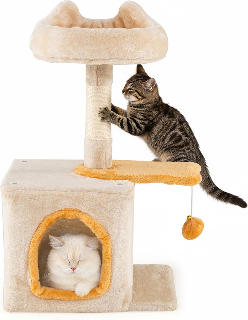 Petit arbre à chat COSTWAY, arbre à chat avec siège en Image du produit 