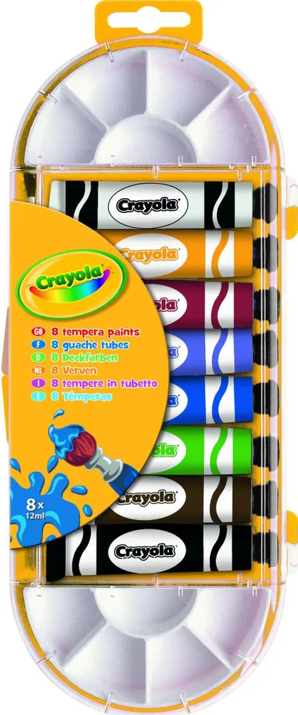 Kit Peinture Scolaire Crayola 8 Tubes pour Dessin et Projets Créatifs