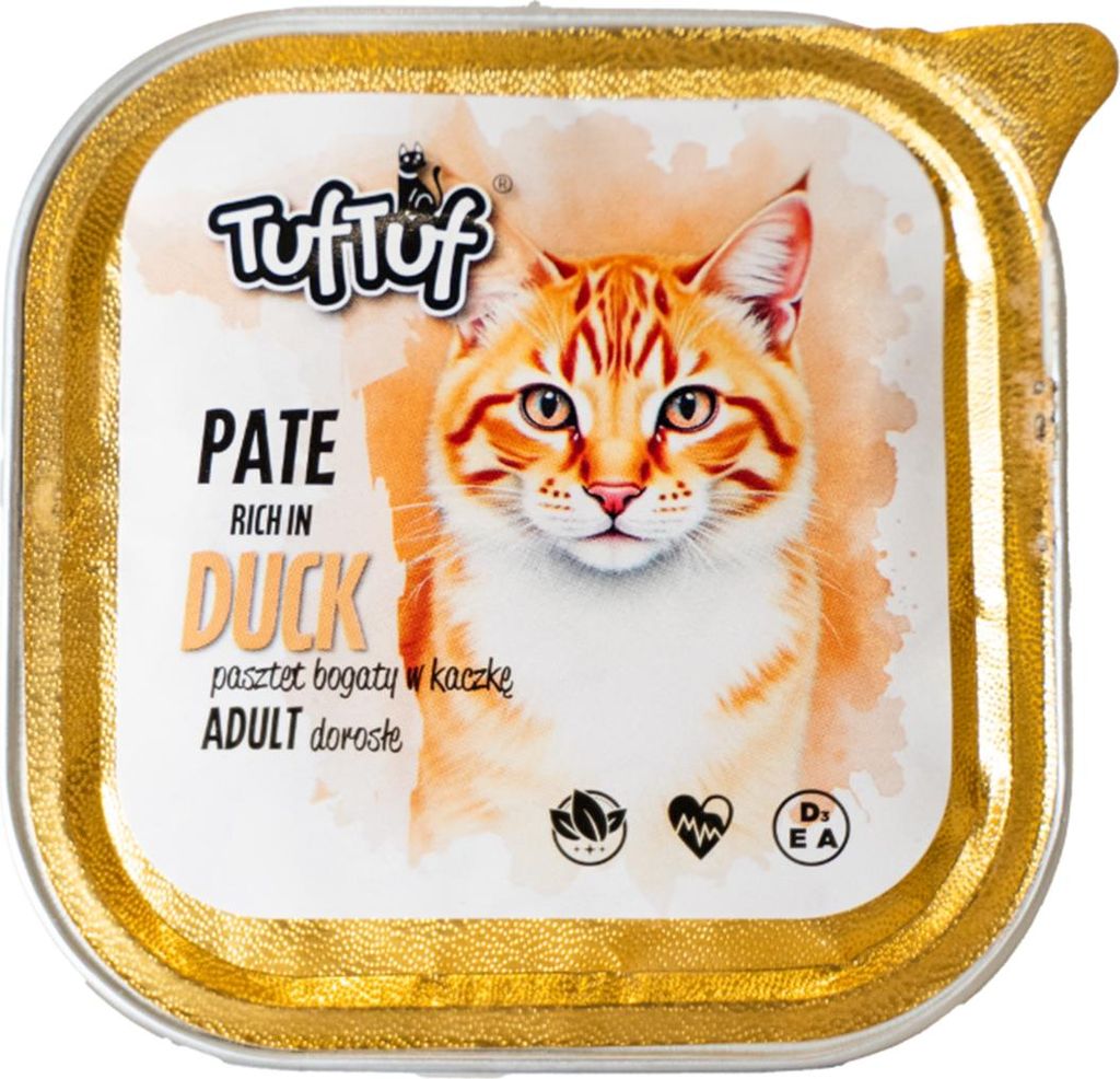 Tuftuf | Mokré krmivo pre mačky – kačica – 100 g – Obrázok produktu 